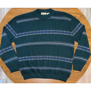 Vintage Hardwood & Pine Sweater Mens XL Green, Geometric Designs
